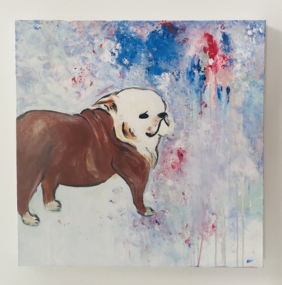 (CreativeWork) Bulldog in White by Alice Cheung. Acrylic. Shop online at Bluethumb.