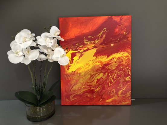 (CreativeWork) Flowing Embers by Sonia Crockett. Acrylic. Shop online at Bluethumb.