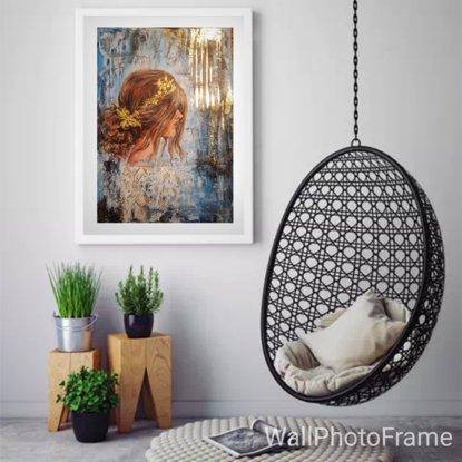 (CreativeWork) framed modern abstract acrylic painting with gold leaf on acrylic paper "The Mystic Dream" by Minoo Masih. Acrylic. Shop online at Bluethumb.