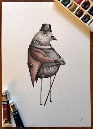 (CreativeWork) Lord Spotted Dove by Time Found Tails .. Watercolour. Shop online at Bluethumb.