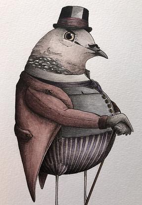 (CreativeWork) Lord Spotted Dove by Time Found Tails .. Watercolour. Shop online at Bluethumb.