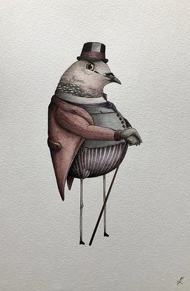 (CreativeWork) Lord Spotted Dove by Time Found Tails .. Watercolour. Shop online at Bluethumb.