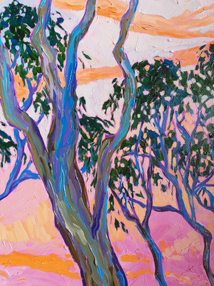 (CreativeWork) Aussie gums at Margate, Queensland No. 2 by Amanda Nouwens. Oil. Shop online at Bluethumb.