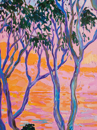 (CreativeWork) Aussie gums at Margate, Queensland No. 2 by Amanda Nouwens. Oil. Shop online at Bluethumb.