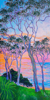 (CreativeWork) Aussie gums at Margate, Queensland No. 2 by Amanda Nouwens. Oil. Shop online at Bluethumb.