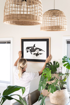 (CreativeWork) Orca and calf  (A3 Limited Edition Fine Art Print) Ed. 50 of 100 by Eleanor Killen. Reproduction Print. Shop online at Bluethumb.