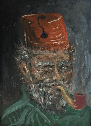 (CreativeWork) Old Man & The Pipe  by Paul Conrad. Oil. Shop online at Bluethumb.