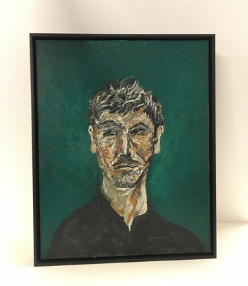 (CreativeWork) Self Portrait - Green by Paul Conrad. Acrylic. Shop online at Bluethumb.