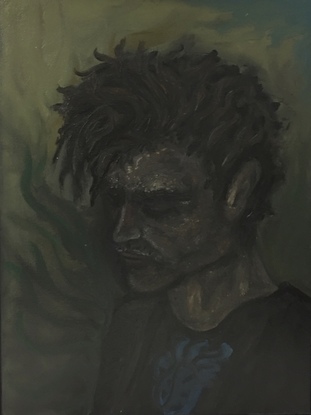 (CreativeWork) Self Portrait - Blue Hearts by Paul Conrad. Oil. Shop online at Bluethumb.