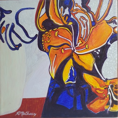 (CreativeWork) Hibiscus by Roslyn Mathews. Acrylic. Shop online at Bluethumb.