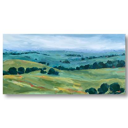 (CreativeWork) Countryside Along the Hume by Eve Sellars. Acrylic. Shop online at Bluethumb.