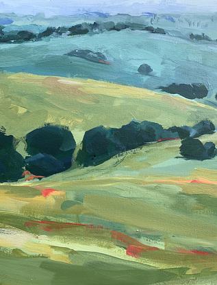 (CreativeWork) Countryside Along the Hume by Eve Sellars. Acrylic. Shop online at Bluethumb.