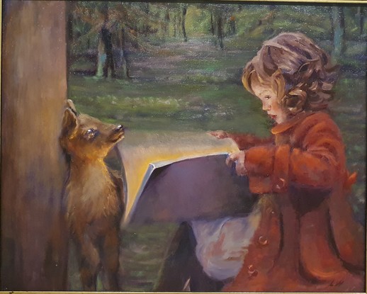 (CreativeWork) Storytime  by Leah Wood. Oil. Shop online at Bluethumb.