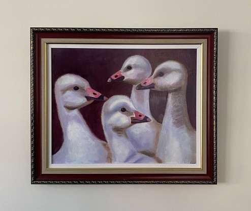 (CreativeWork) A Gaggle of Girls by Liz Lane. Oil. Shop online at Bluethumb.