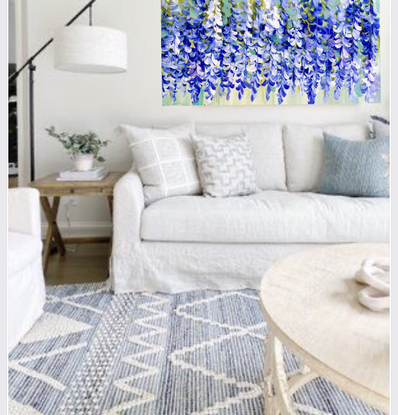 (CreativeWork) Petite blue wisteria  by Amanda Brooks. Acrylic. Shop online at Bluethumb.