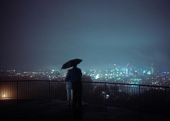 A couple looking over the city