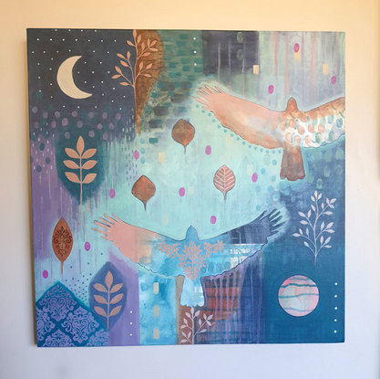 (CreativeWork) A Dance In The Night Garden by Libby Mills. Acrylic. Shop online at Bluethumb.