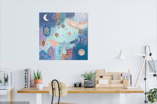 (CreativeWork) A Dance In The Night Garden by Libby Mills. Acrylic. Shop online at Bluethumb.