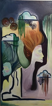 (CreativeWork) Born into a woman by Lina Omair. Acrylic. Shop online at Bluethumb.