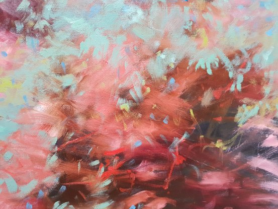 (CreativeWork) Blue gum in pink by Victoria Collins. Oil. Shop online at Bluethumb.