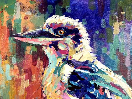 Colourful bird, colourful kookaburra, vibrant kookaburra, happy colours, 