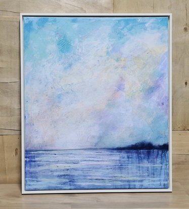 (CreativeWork) 'In the distance'  original intuitive abstract framed ready to hang by karen lavender. Mixed Media. Shop online at Bluethumb.