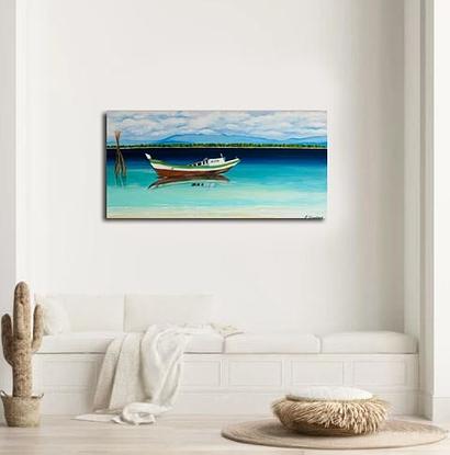 (CreativeWork) Indonesian Tug Boat by Rebecca Crawford. Acrylic. Shop online at Bluethumb.