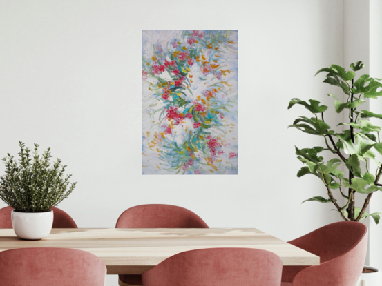 Australian native flowers painted in a semi abstract style