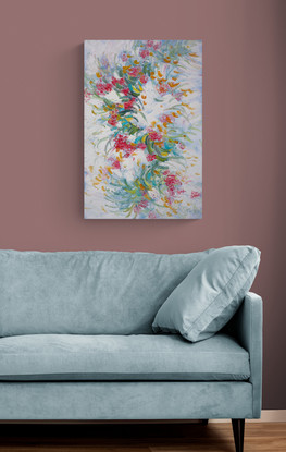 Australian native flowers painted in a semi abstract style