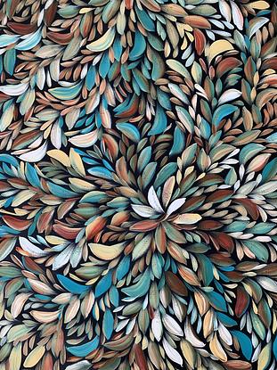 (CreativeWork) Bush Medicine Leaves - Blue/ Turquoise (A) by Louise Numina. Acrylic. Shop online at Bluethumb.