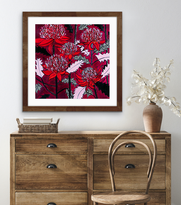 (CreativeWork) Waratahs - Crimson Tide  Print by Rachel-Lee Murray. Reproduction Print. Shop online at Bluethumb.