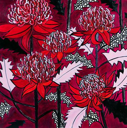 (CreativeWork) Waratahs - Crimson Tide  Print by Rachel-Lee Murray. Reproduction Print. Shop online at Bluethumb.