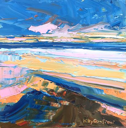 (CreativeWork) Winter at the Beach 2 - Plein Air by Hilly Coufreur. Oil. Shop online at Bluethumb.