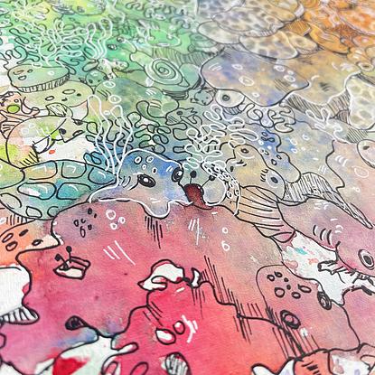 (CreativeWork) Coral Reef Splash #3 by Jo Lillicot. Watercolour. Shop online at Bluethumb.