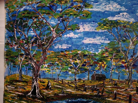 (CreativeWork) Sunny lands.. by Paul Portelli. Acrylic. Shop online at Bluethumb.