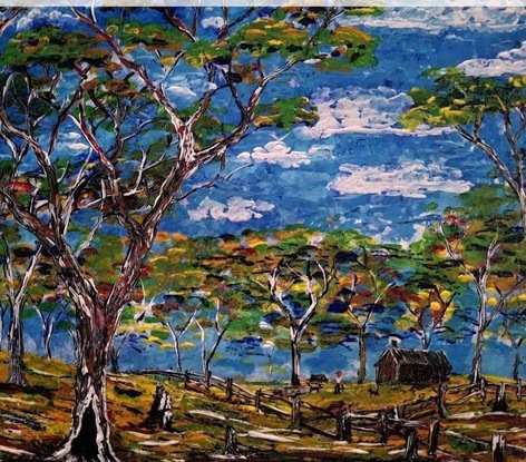 (CreativeWork) Sunny lands.. by Paul Portelli. Acrylic. Shop online at Bluethumb.