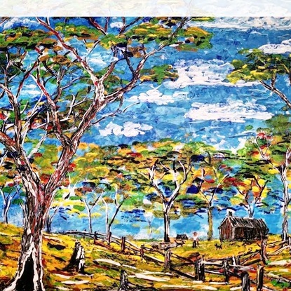 (CreativeWork) Sunny lands.. by Paul Portelli. Acrylic. Shop online at Bluethumb.