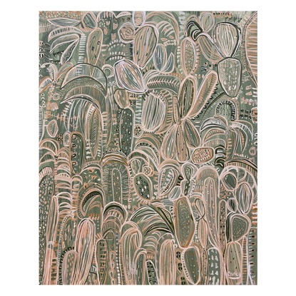 Moroccan Soirée is a modern contemporary abstract impression of cacti and desert Palms by Carley Bourne 