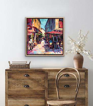 (CreativeWork) Cafe Bordeaux  by Jos Coufreur. Acrylic. Shop online at Bluethumb.