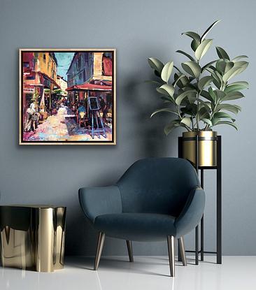 (CreativeWork) Cafe Bordeaux  by Jos Coufreur. Acrylic. Shop online at Bluethumb.