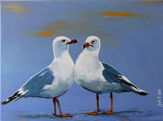 Two seagulls at the Beach