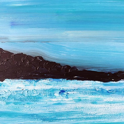 (CreativeWork) Blue moonscape by Suzanne Spagnardi. Acrylic. Shop online at Bluethumb.