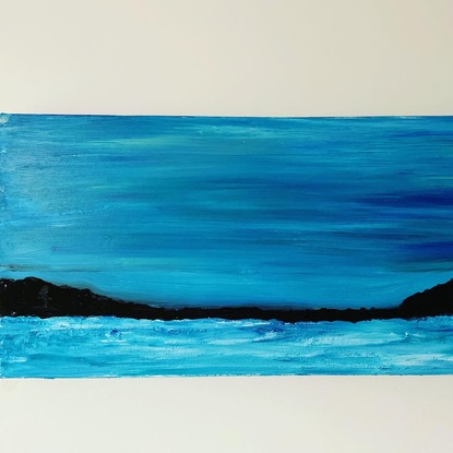 (CreativeWork) Blue moonscape by Suzanne Spagnardi. Acrylic. Shop online at Bluethumb.