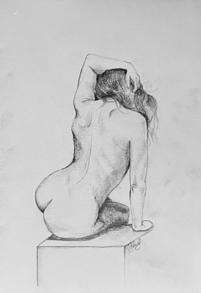 A soft and sensual pencil sketch of the divine feminine. The beauty of the female form. 