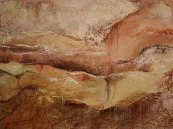 (CreativeWork) Sandstone Cliff by Tracy Greenstone. Oil. Shop online at Bluethumb.