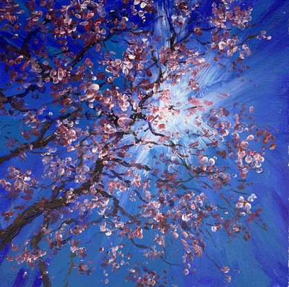 (CreativeWork) Blossom Under the Sky by Karen Chen. Acrylic. Shop online at Bluethumb.