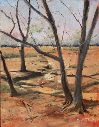 (CreativeWork) Outback  by Steven Fisher. Oil. Shop online at Bluethumb.