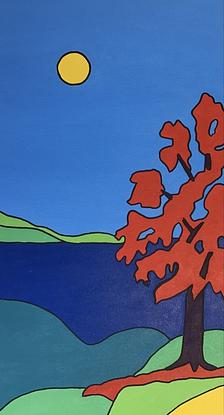 Flame Tree with minimalistic blocks of colour