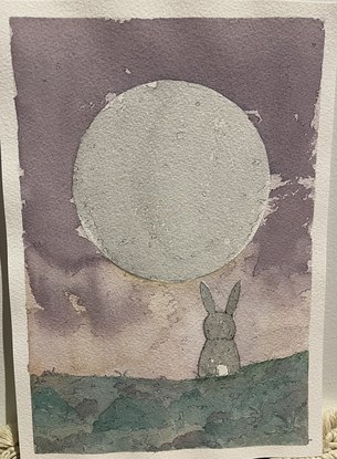 (CreativeWork) Do not stoke the fire when the moon is dark by Lauren Anthes. Watercolour. Shop online at Bluethumb.