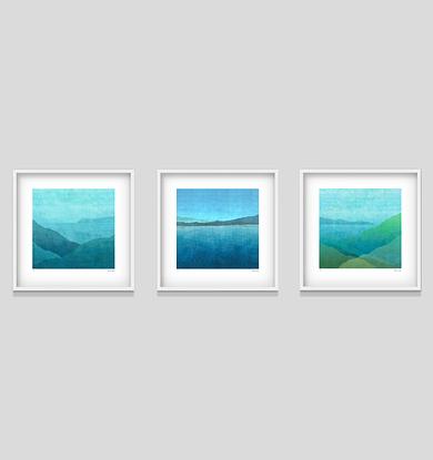 'Gradual Harbour' has been released as a limited edition print. It is reproduction of my original mixed media painting, which is part of a trio, you can see in the situation photos.

It teams well with ‘Gradual Lake' and ‘Gradual Night Harbour' to cover a medium size wall, ideal for home or the office to create some calm. This print is an edition of 35. This exclusive print is signed and numbered by the artist.
